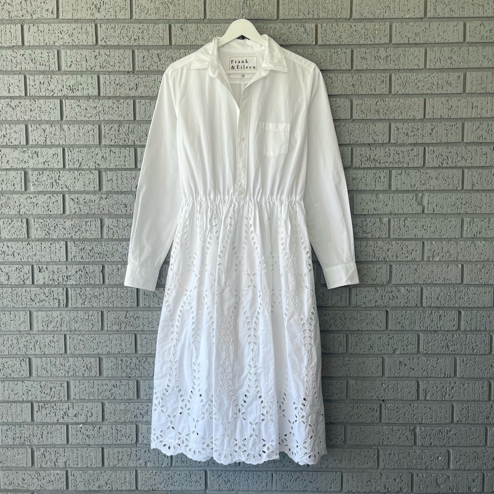 Frank & Eileen Grace Eyelet Midi Dress White Size XS $598 - Picture 3 of 7